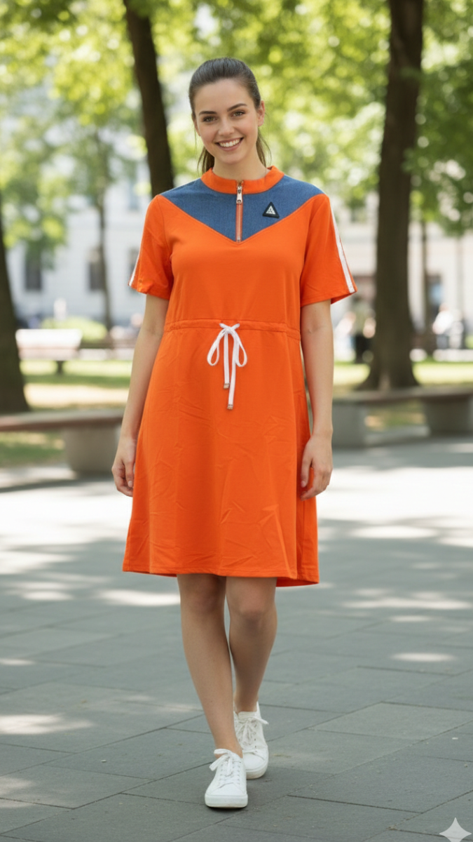 Denim Neckline A- Line Mini Dress FC2176