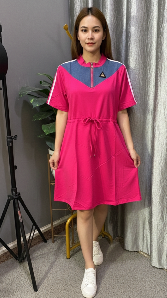 Denim Neckline A- Line Mini Dress FC2176