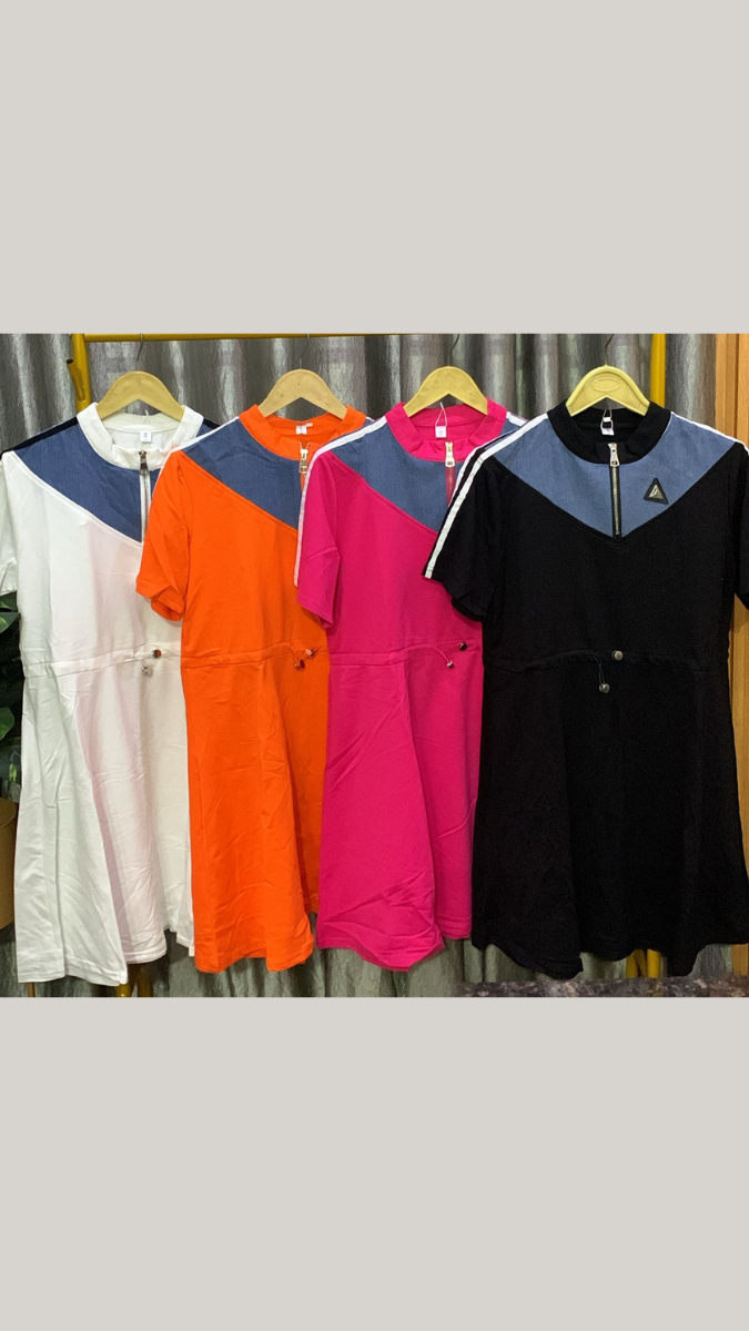 Denim Neckline A- Line Mini Dress FC2176