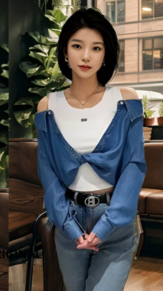 Denim Off Shoulder Top