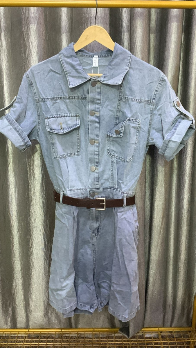 Denim Short Jumpsuit With Belt FC2200