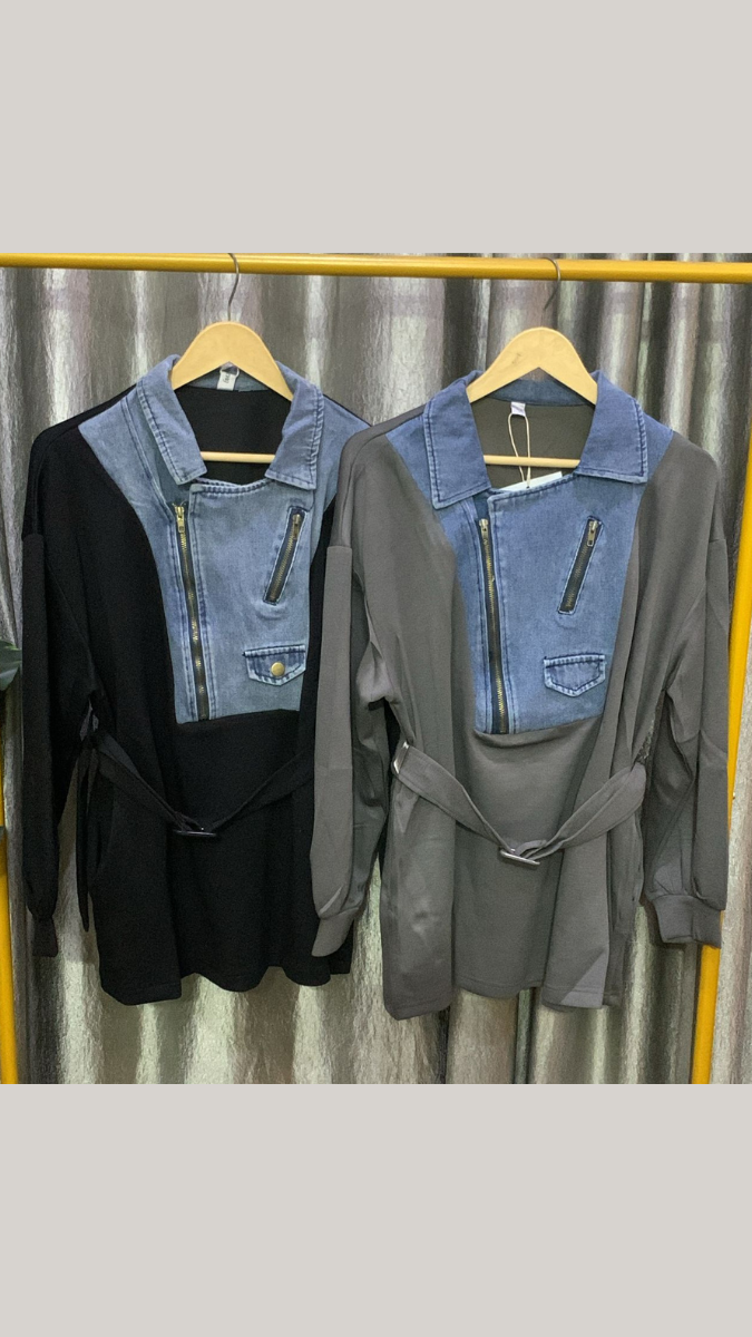 Denim Side Chain And Front Mini Dress FC2180
