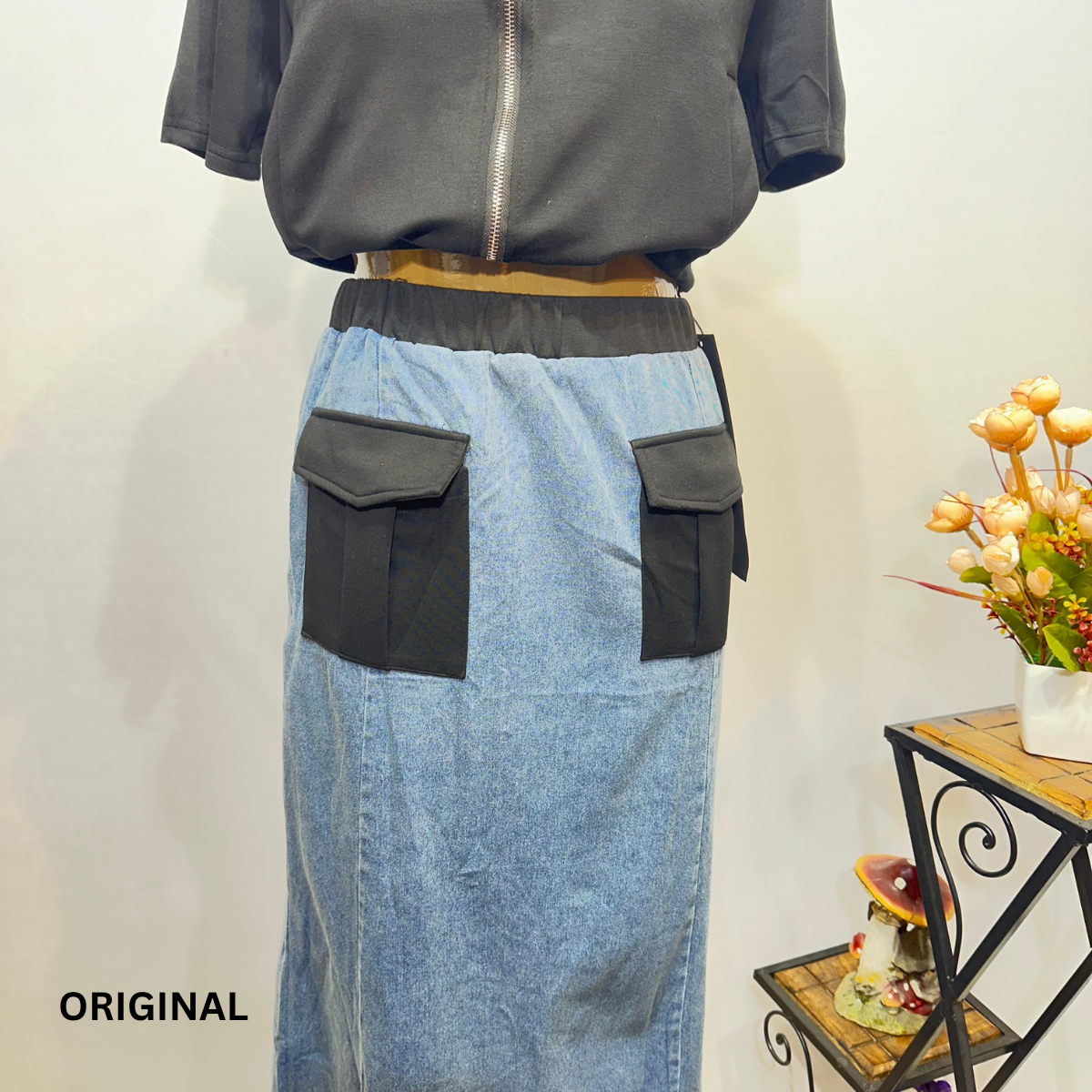 Denim Top & Skirt Set