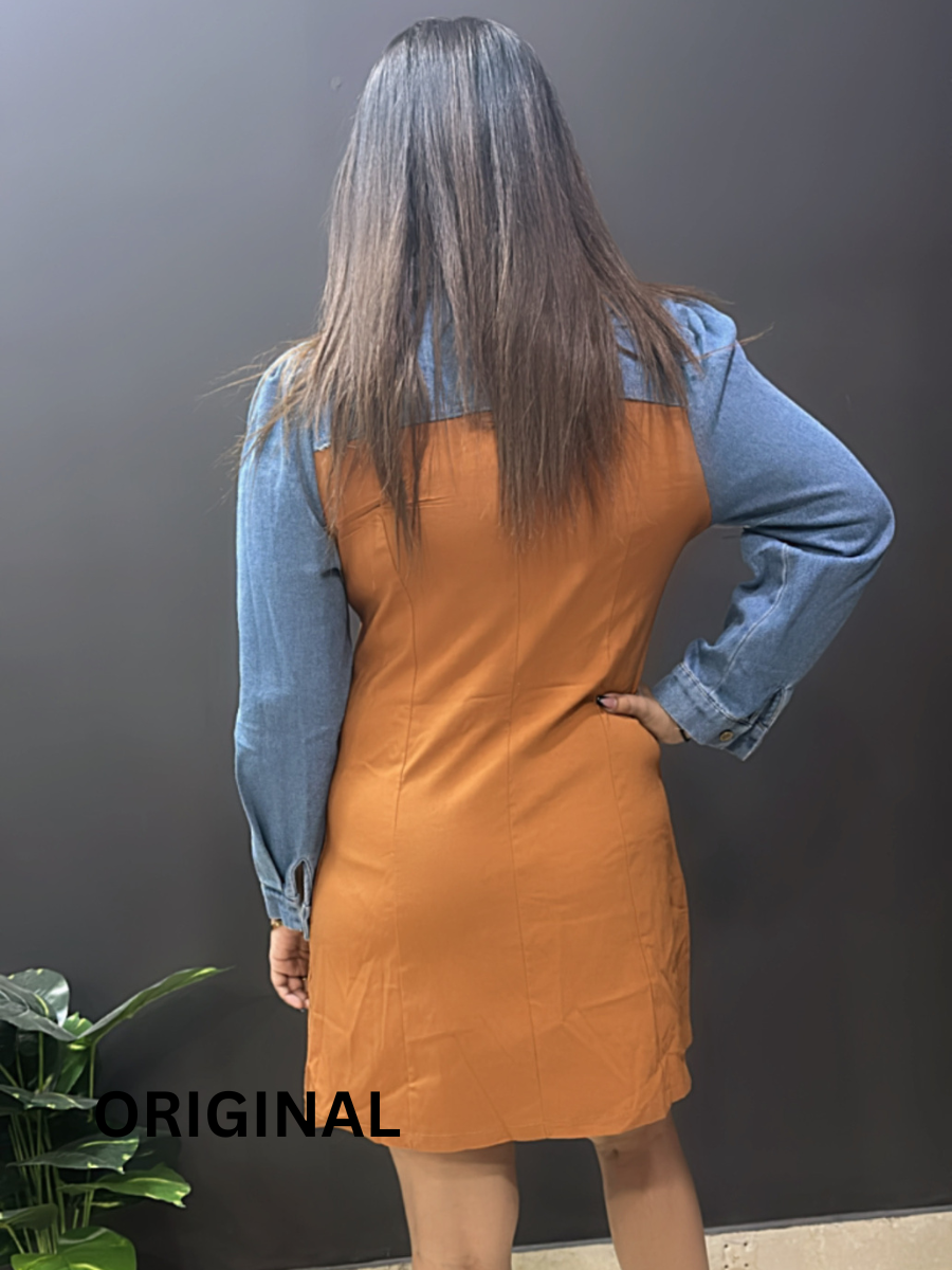 Denim Embedded Chained Dress FC1545