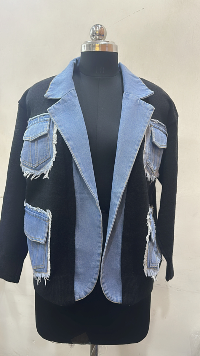 Denim Pockets And Edge Jacket FC1605