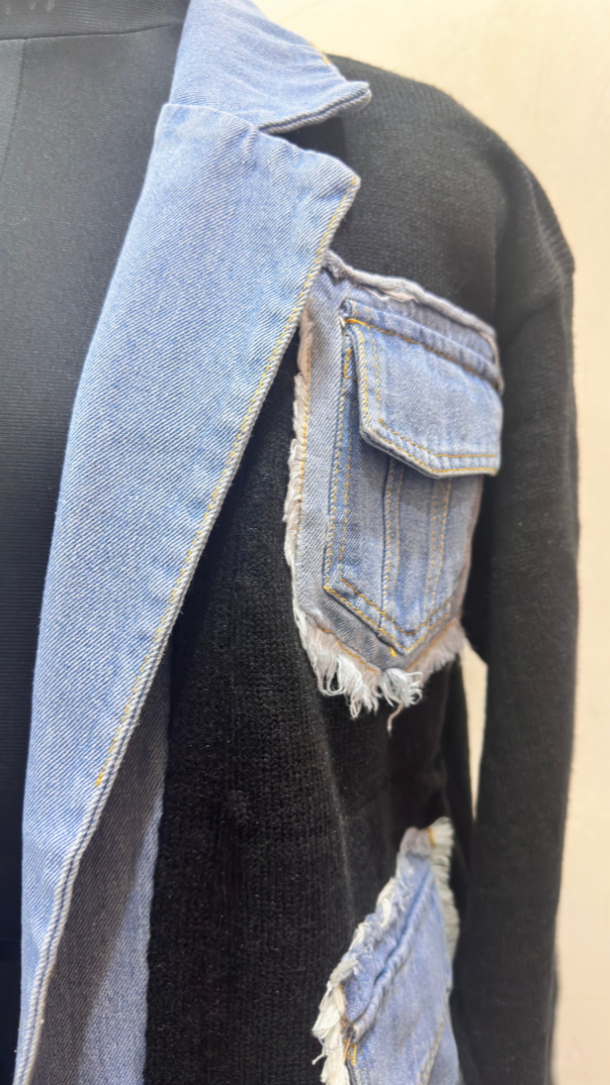 Denim Pockets And Edge Jacket FC1605