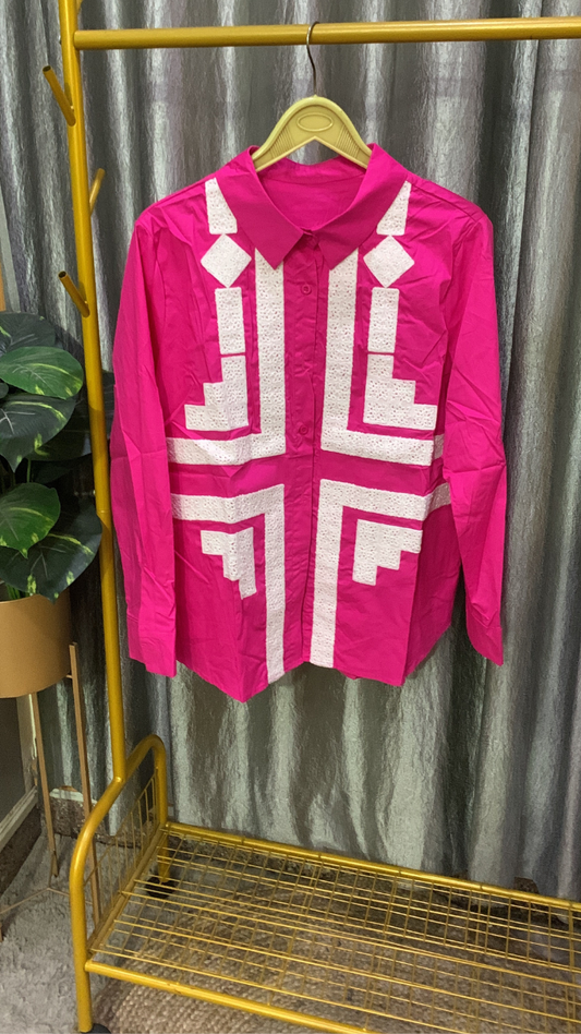 Designer Embroidery Designed Cotton Shirt FC2147