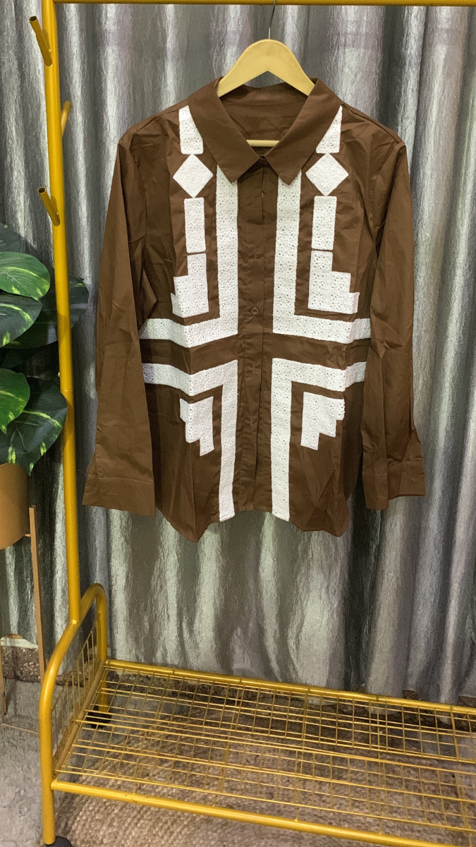 Designer Embroidery Designed Cotton Shirt FC2147