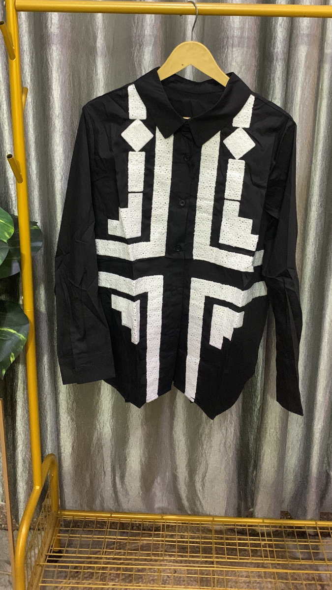 Designer Embroidery Designed Cotton Shirt FC2147