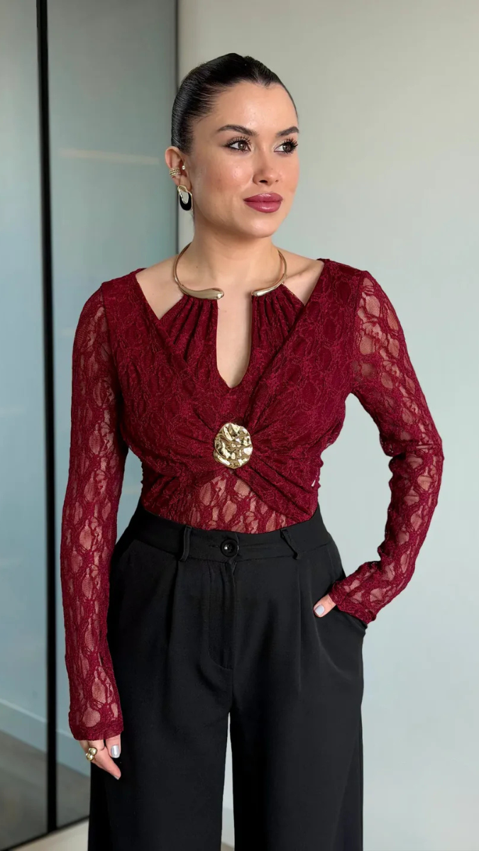 Designer Halter Neck Full Sleeve Top FC2406