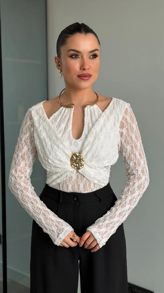 Designer Halter Neck Full Sleeve Top FC2406
