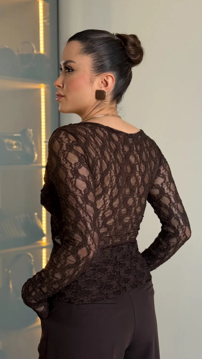 Designer Halter Neck Full Sleeve Top FC2406