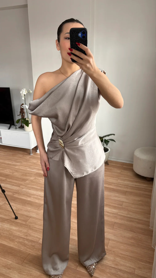Designer One Shoulder Top With Loose Pant Coordset FC2422