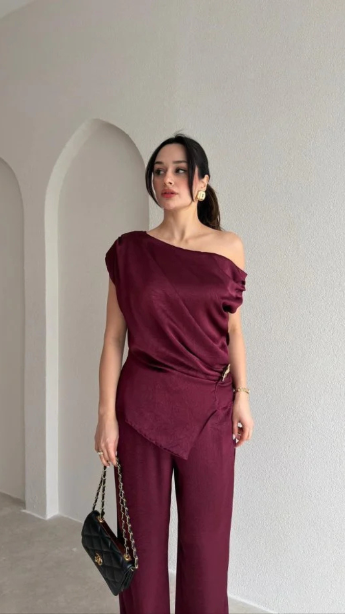 Designer One Shoulder Top With Loose Pant Coordset FC2422