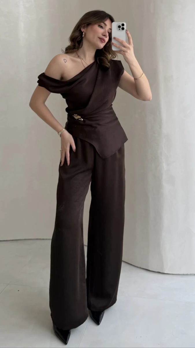 Designer One Shoulder Top With Loose Pant Coordset FC2422
