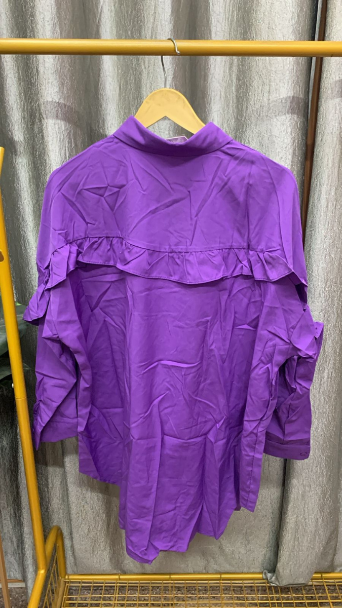 Designer Ruffle Sleeve Plain Shirt Dress FC2358