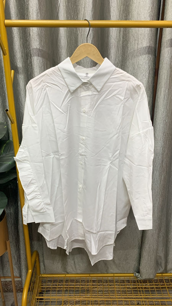 Designer Ruffle Sleeve Plain Shirt Dress FC2358