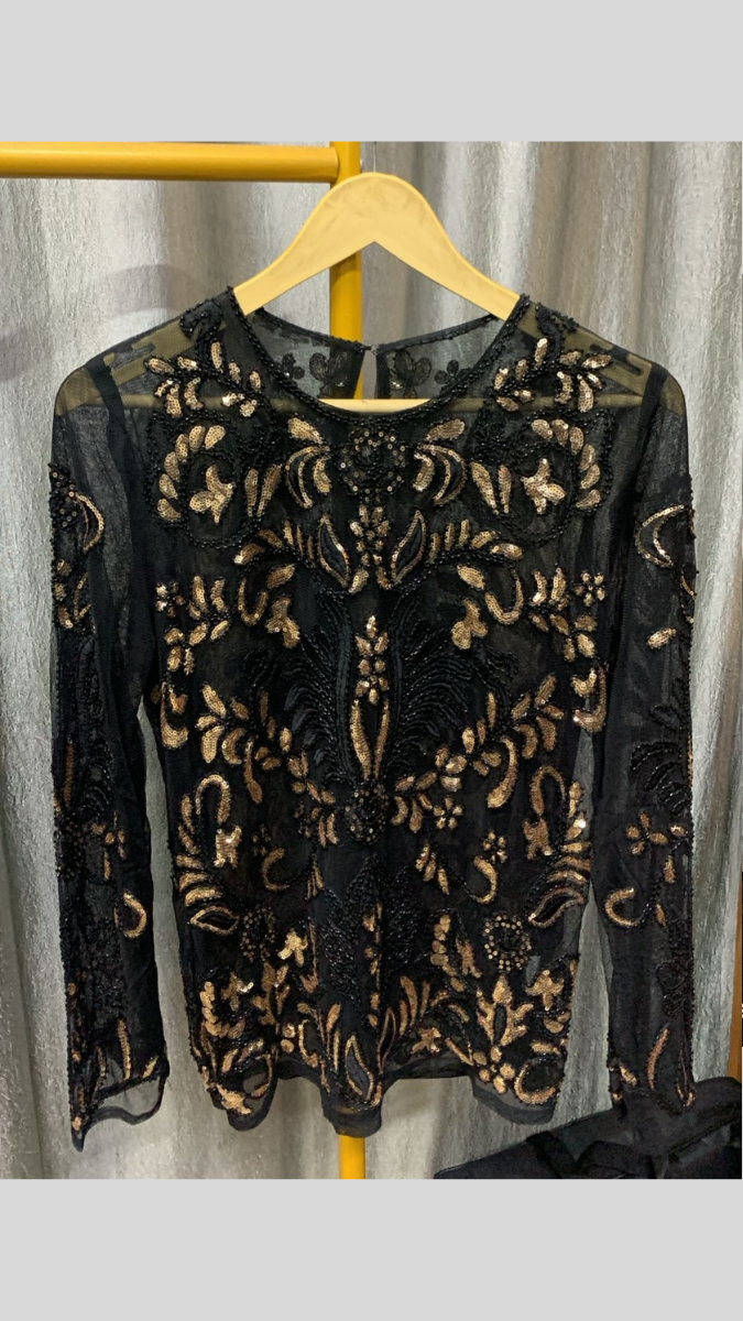 Designer Sequin Embedded See Through Top FC2295