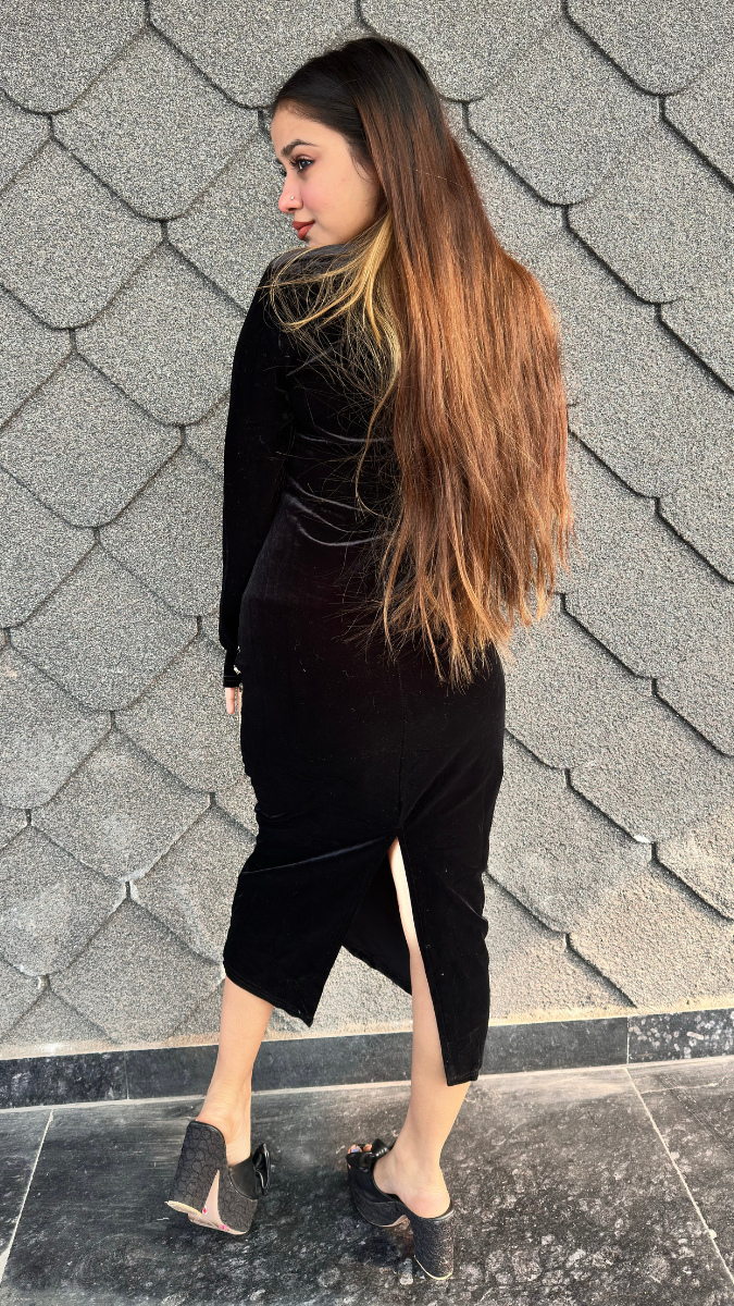 Designer Sequin Embedded Velvet Dress FC2116