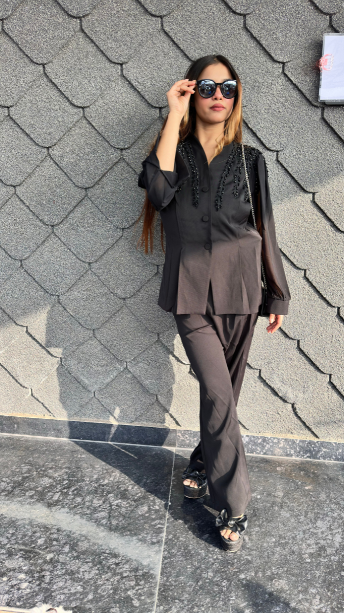 Designer Shoulder Top And Pant Coord Set FC2045