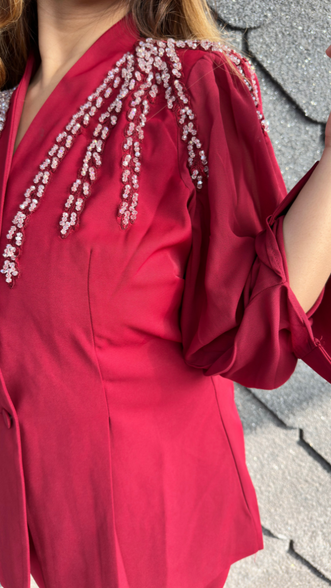 Designer Shoulder Top And Pant Coord Set FC2045