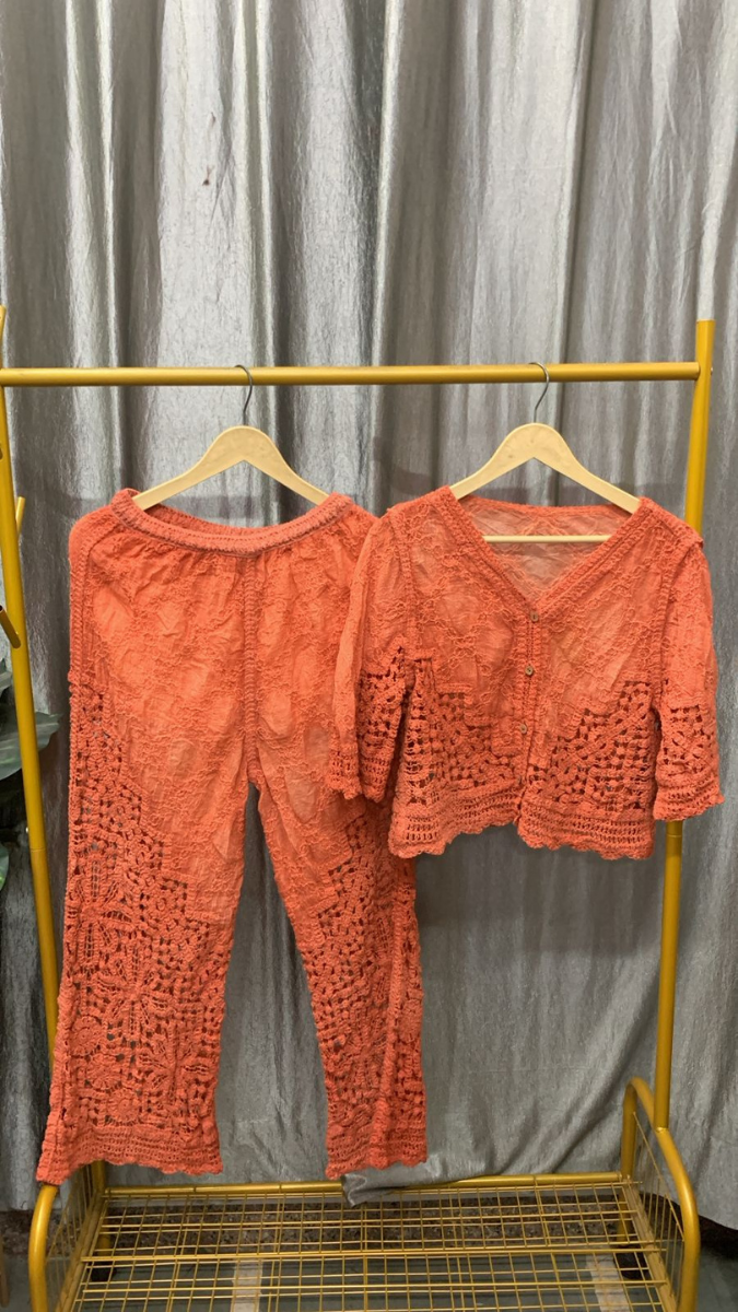 Designer V Neck Half Sleeve Top With Pant Coord Set FC2447