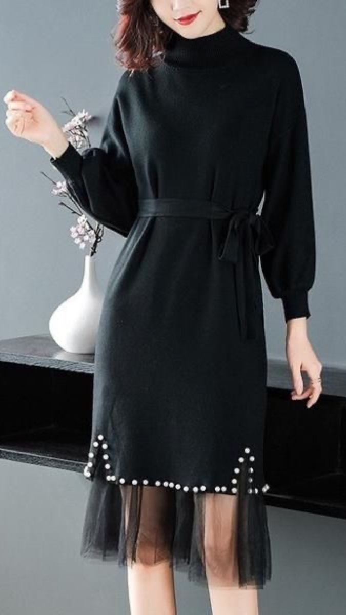 Double Layer High Neck Winter Dress FC1616