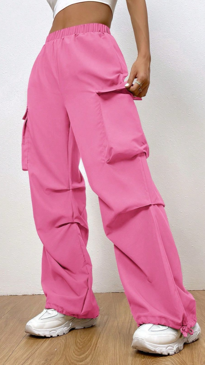 Drawstring Waist Cargo Pants