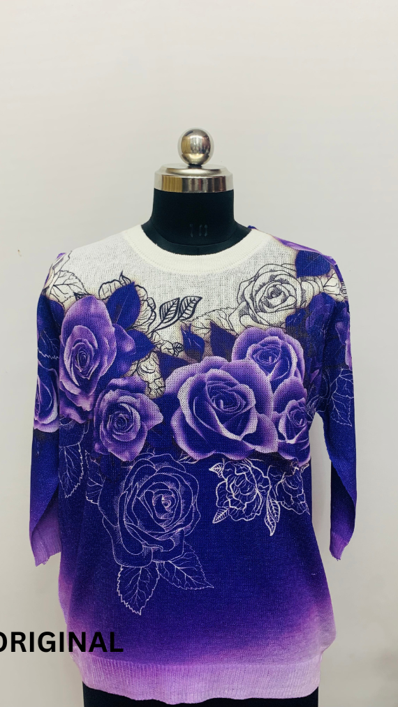 Dual Color Rose Printed Top FC1256