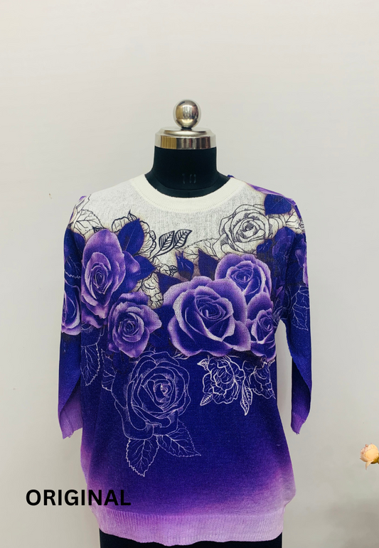 Dual Color Rose Printed Top FC1256