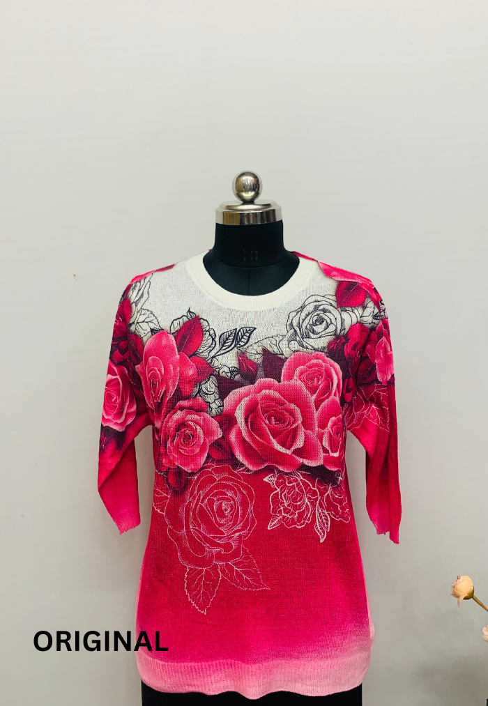 Dual Color Rose Printed Top FC1256