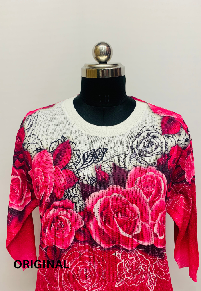 Dual Color Rose Printed Top FC1256