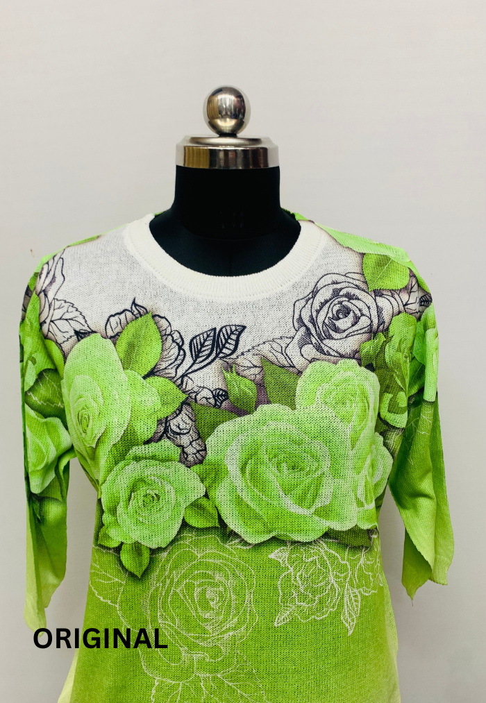 Dual Color Rose Printed Top FC1256