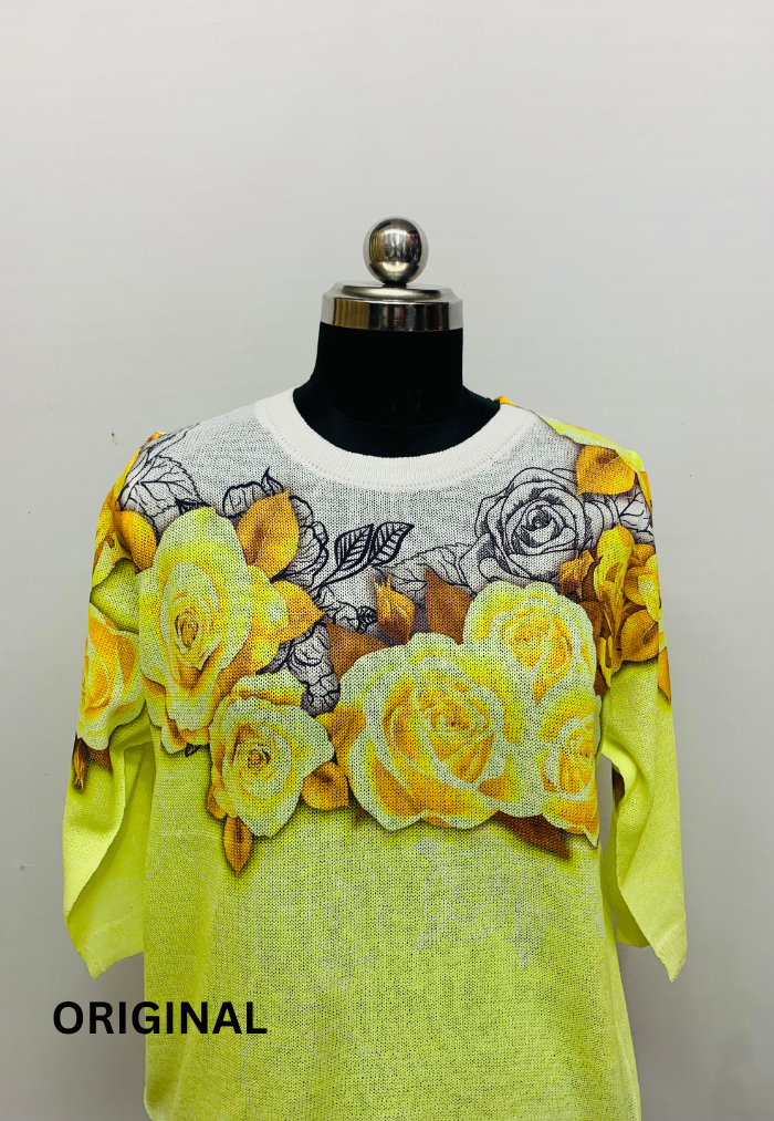 Dual Color Rose Printed Top FC1256