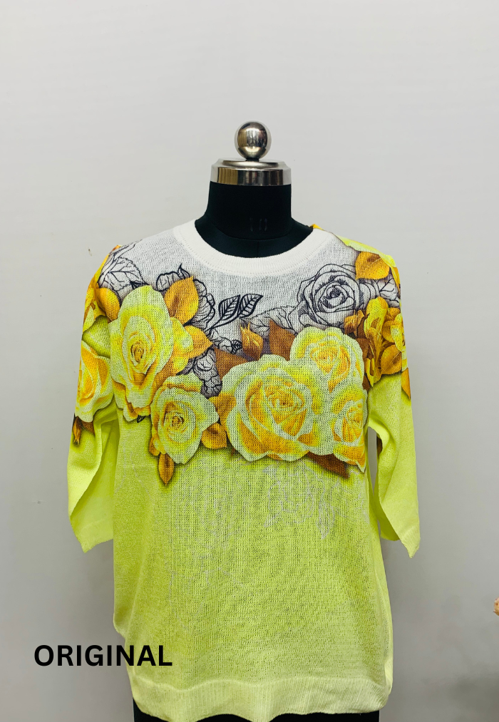 Dual Color Rose Printed Top FC1256