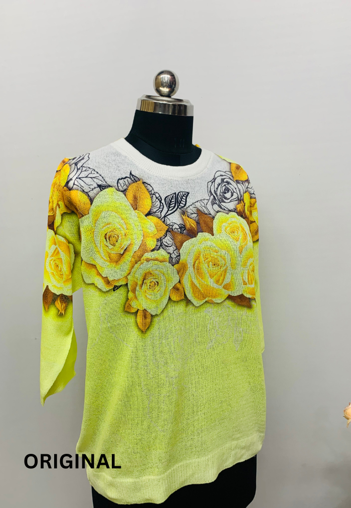 Dual Color Rose Printed Top FC1256