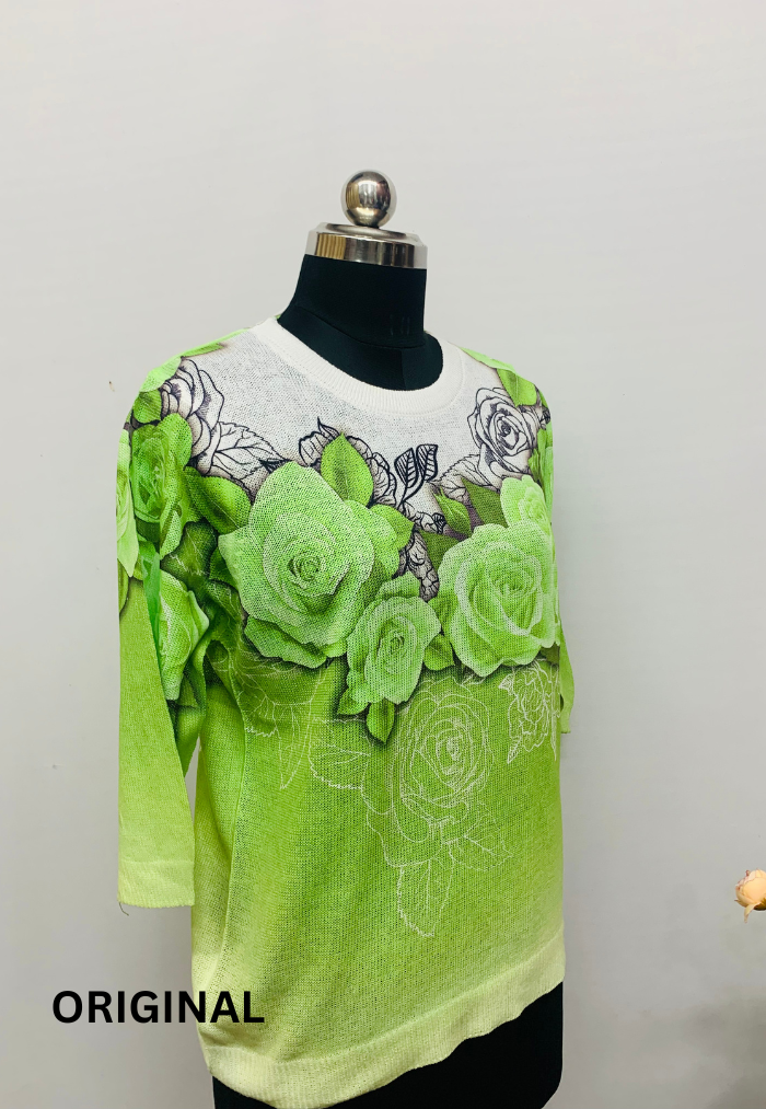 Dual Color Rose Printed Top FC1256