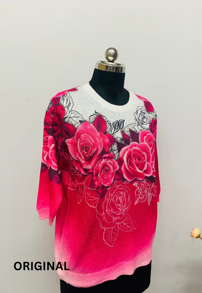 Dual Color Rose Printed Top FC1256