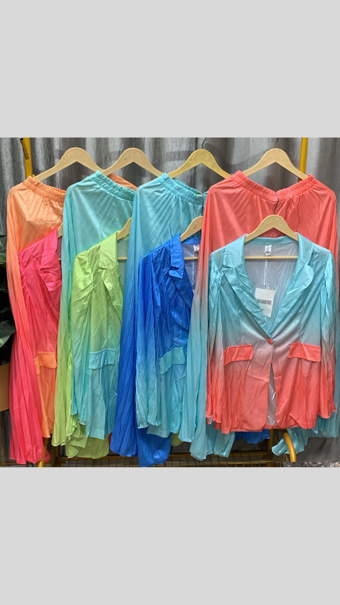 Dual Color Shirt And Loose Pant Satin Coord Set FC2332