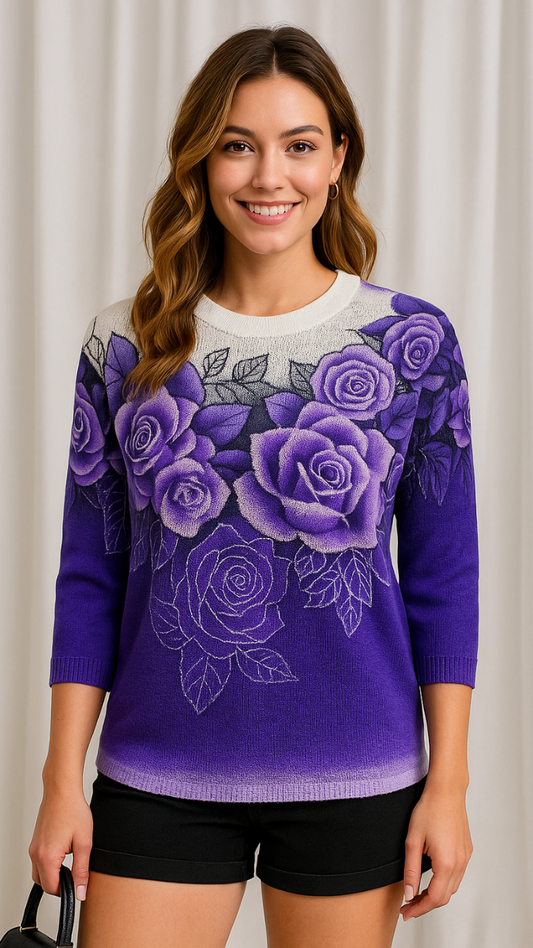 Dual Color Rose Printed Top FC1256