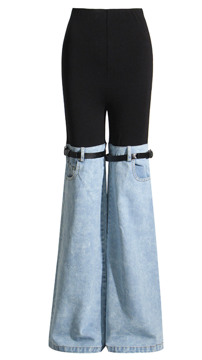 Elastic Waist And Half Denim With Belt Bottom FC2423