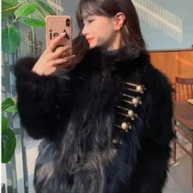 Elegant Faux Furr Coat For Women Black