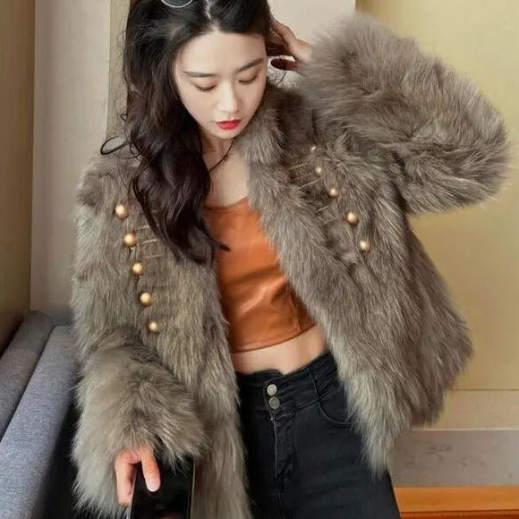 Elegant Faux Furr Coat For Women Mouse