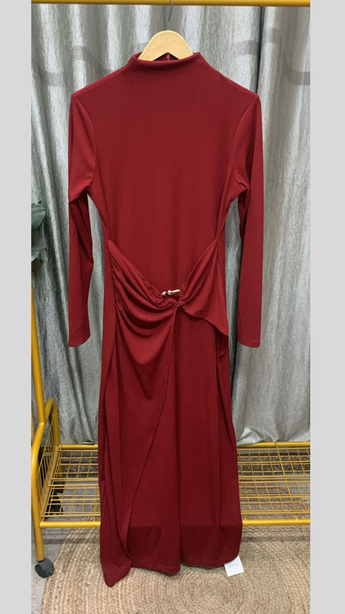 Elegant Full Sleeve Front Slit Bodycon Dress FC2266