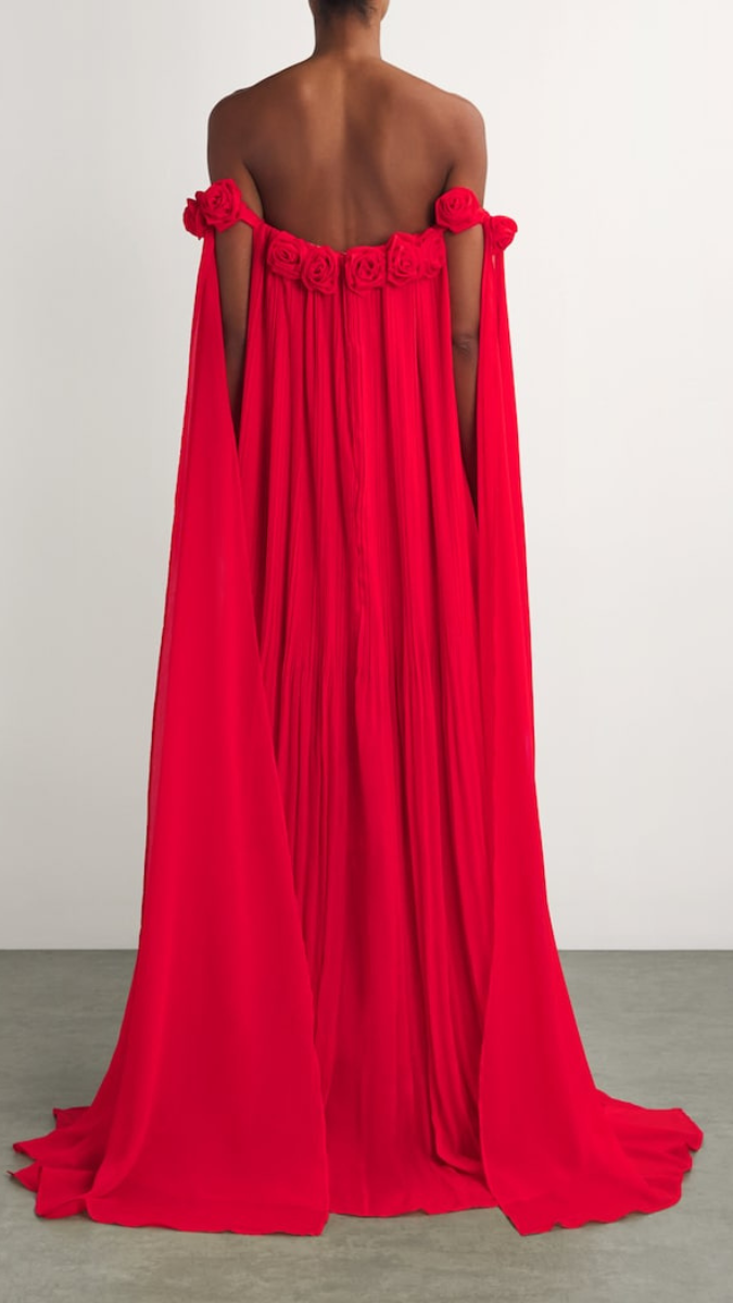 Elegant Rose Neckline Off Shoulder Backless Dress FC2440