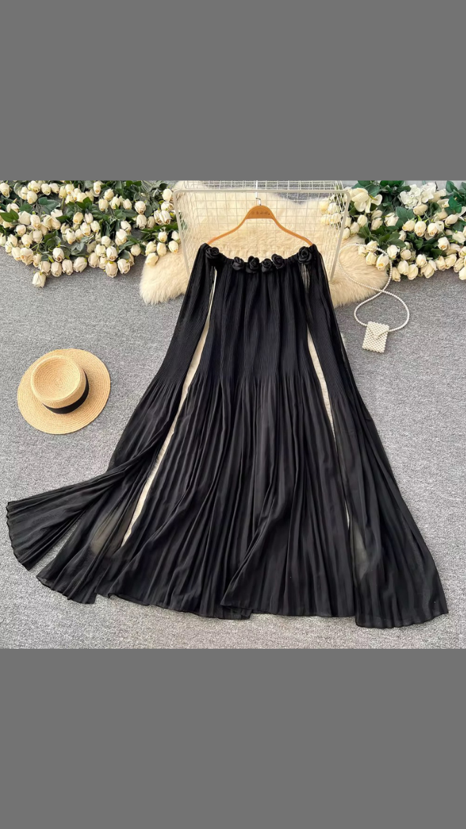 Elegant Rose Neckline Off Shoulder Backless Dress FC2440