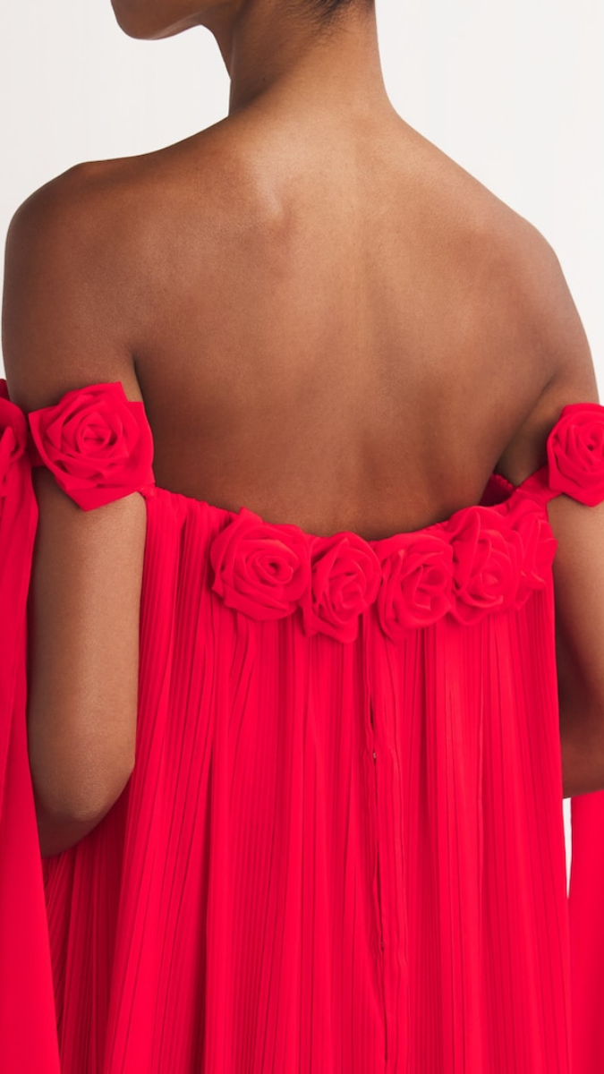 Elegant Rose Neckline Off Shoulder Backless Dress FC2440