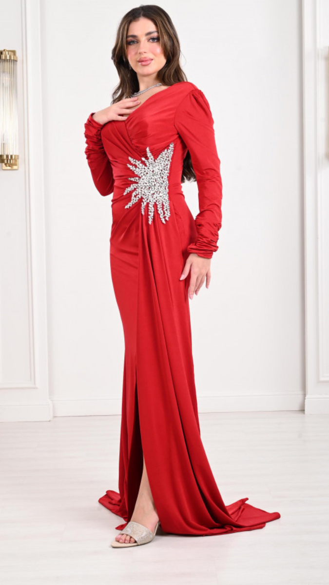 Elegant Side Designed Gown With Side Slit FC1963