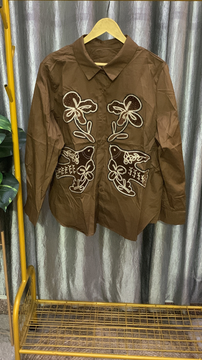 Embroidery Designed Front Cotton Shirt FC2151