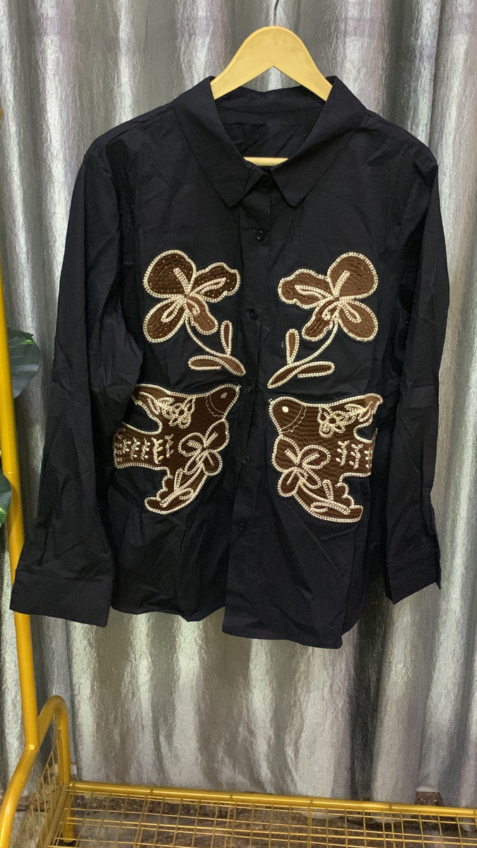 Embroidery Designed Front Cotton Shirt FC2151